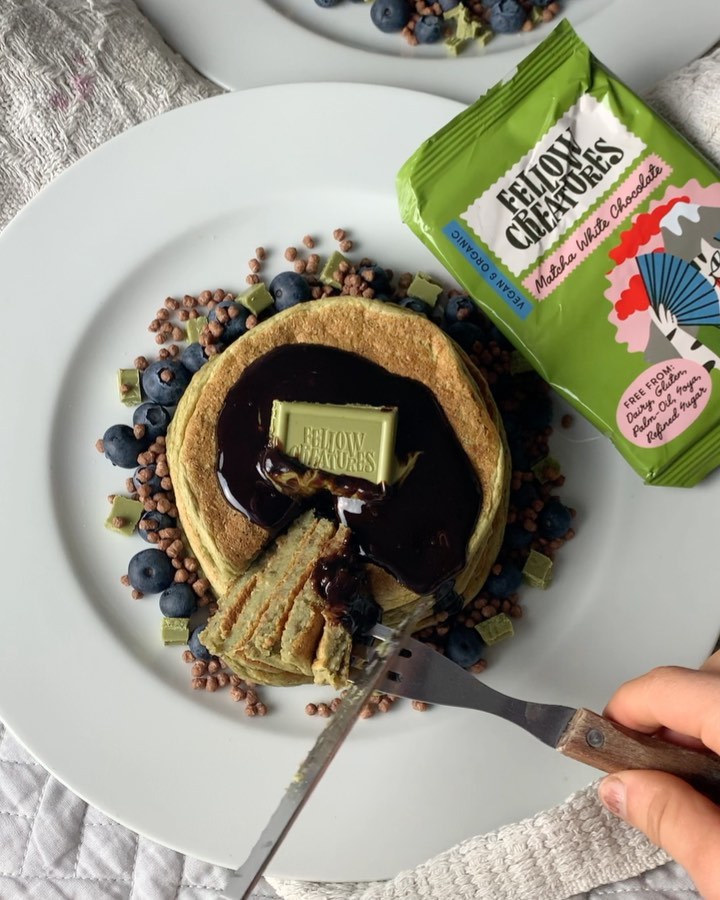 Matcha Courgette White Chocolate Pancakes