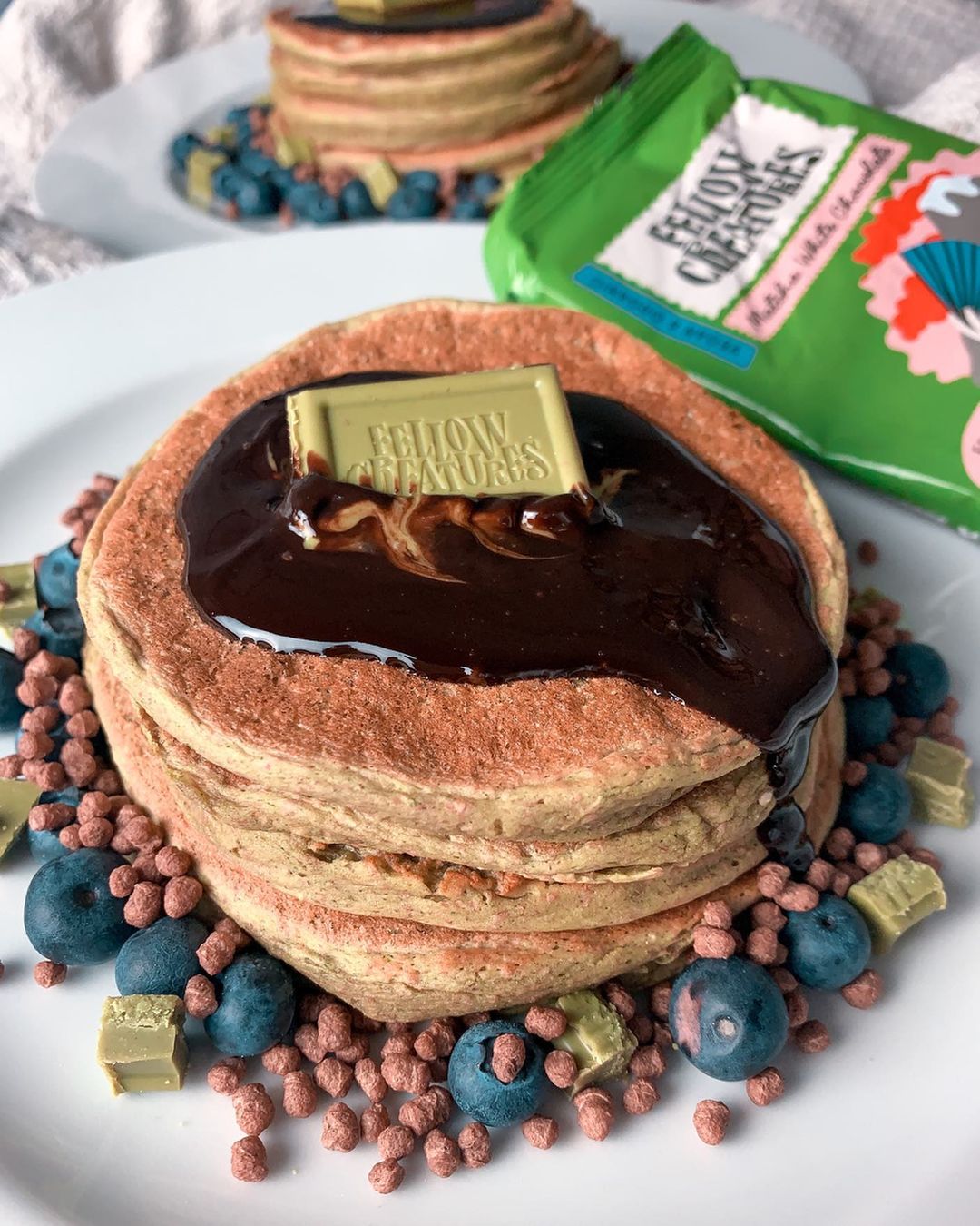 Matcha Courgette White Chocolate Pancakes
