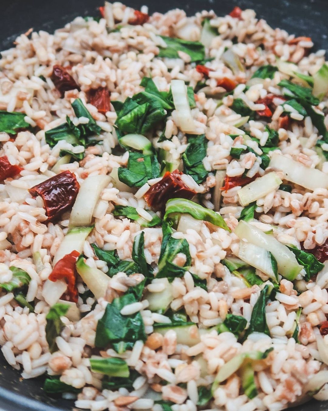 Stir-Fried Risotto with Chard and Sunflower Seeds