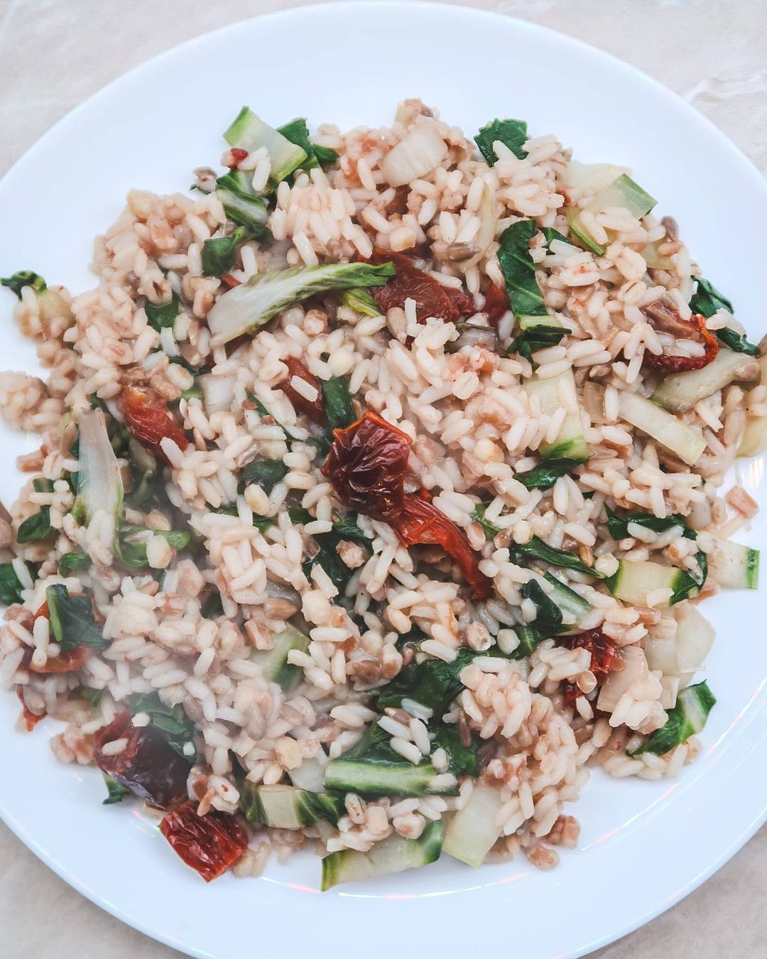 Stir-Fried Risotto with Chard and Sunflower Seeds