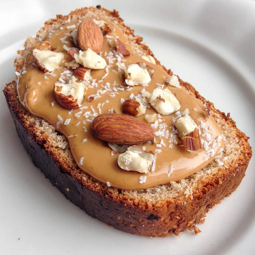 Peanut Butter and Almonds Banana Bread Toast