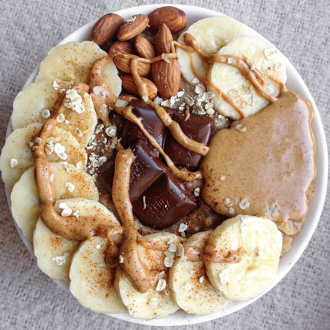 Banana Almonds Chocolate and Almond Butter Oatmeal