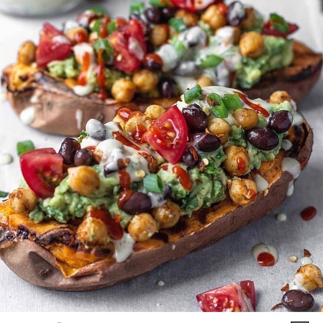 Baked Sweet Potatoes with Toppings