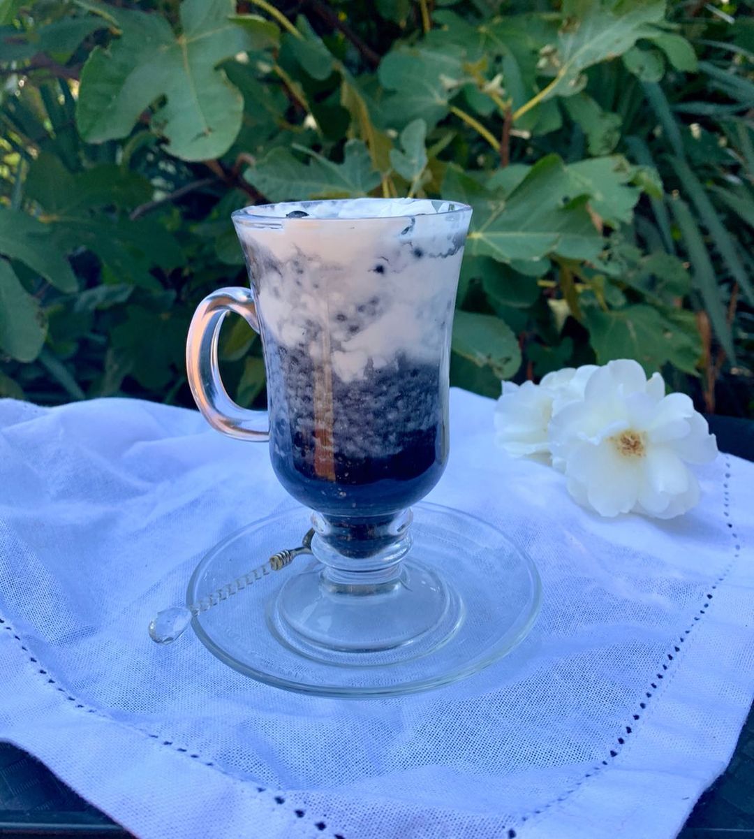 Activated Charcoal Chia Pudding with Coconut Cream