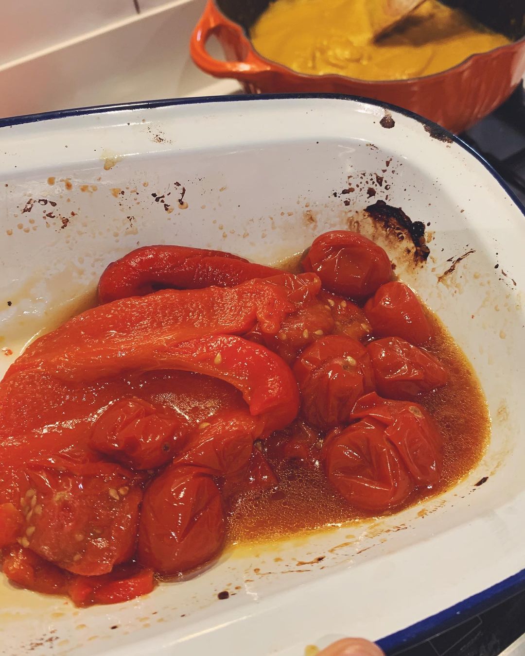 Roasted Red Pepper and Tomatoes with Juices