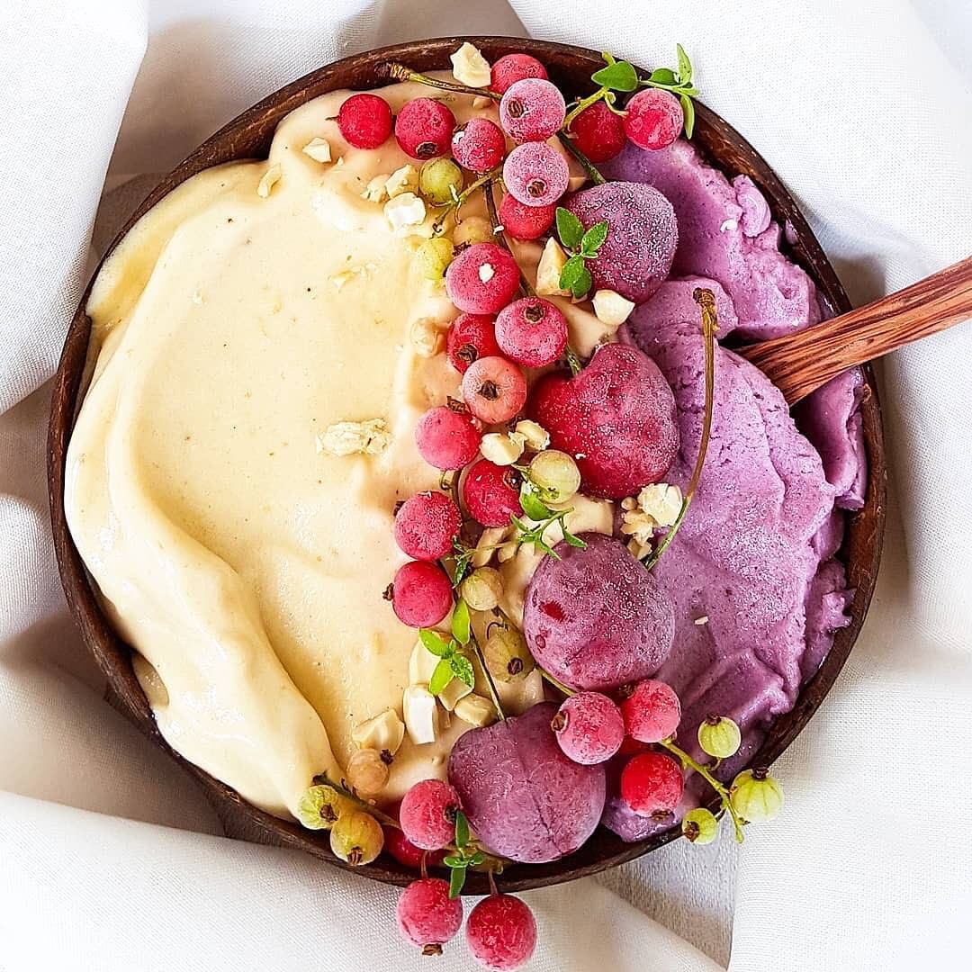 Sunshine Fruit Smoothie Bowl with Purple Hue