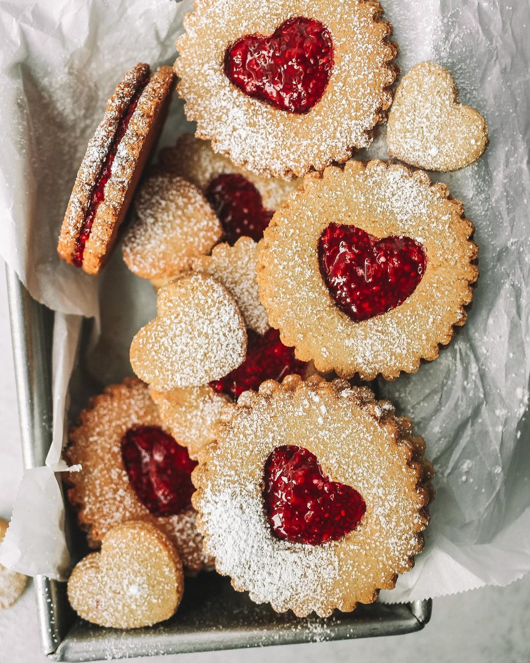 Lemon Vanilla Linzer Cookies with Raspberry Chia Jam