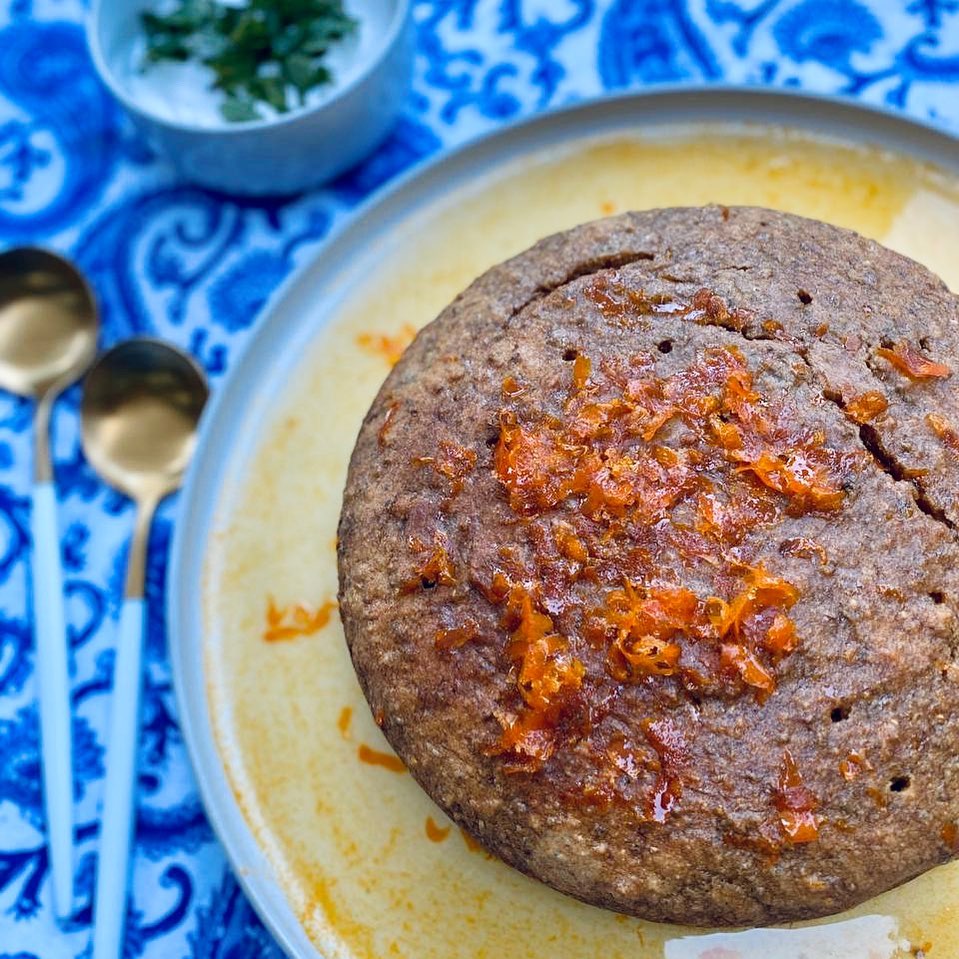 Easy Almond and Chia Citrus Cake with Minty Coconut Yoghurt