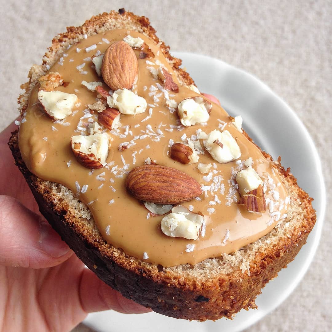 Peanut Butter and Almonds Banana Bread Toast