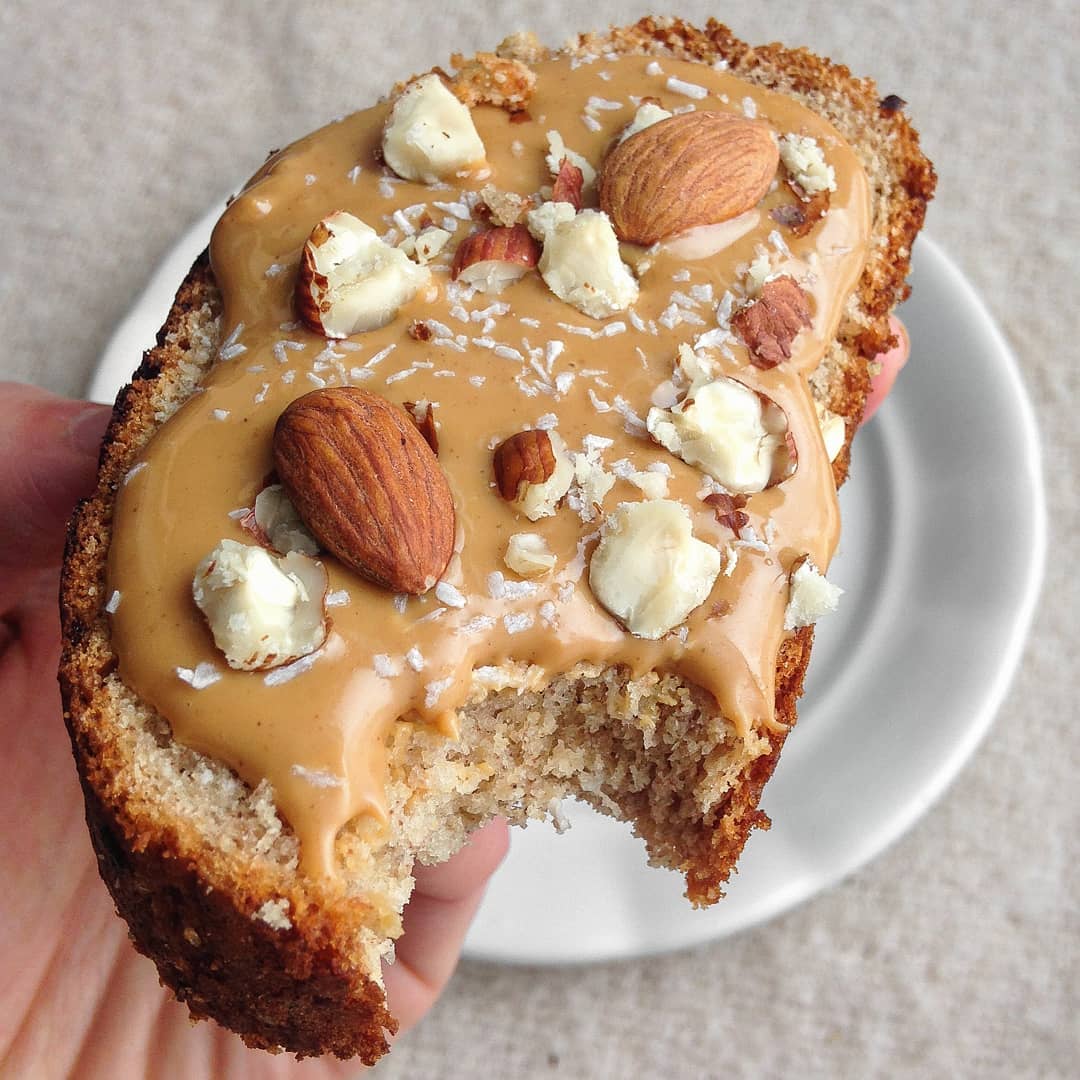 Peanut Butter and Almonds Banana Bread Toast