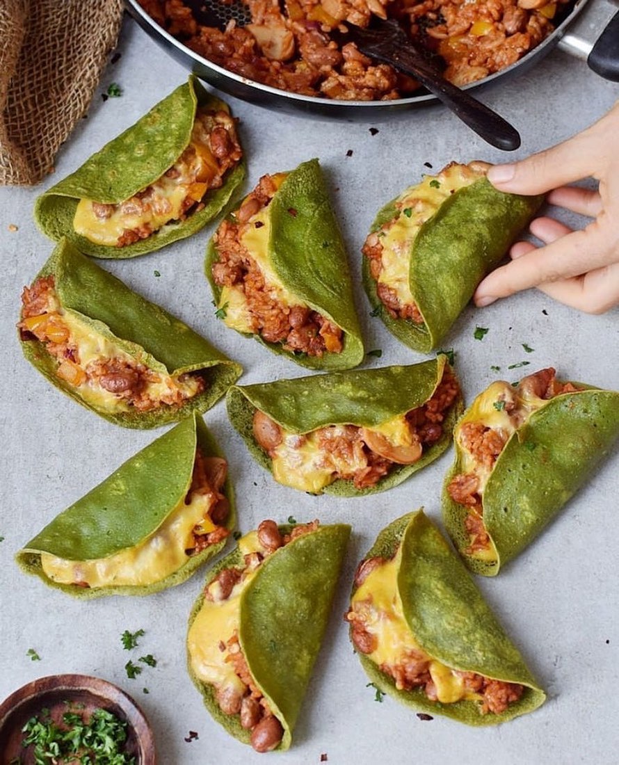 Oven Baked Spinach Tacos