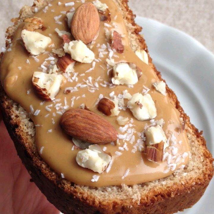 Peanut Butter and Almonds Banana Bread Toast