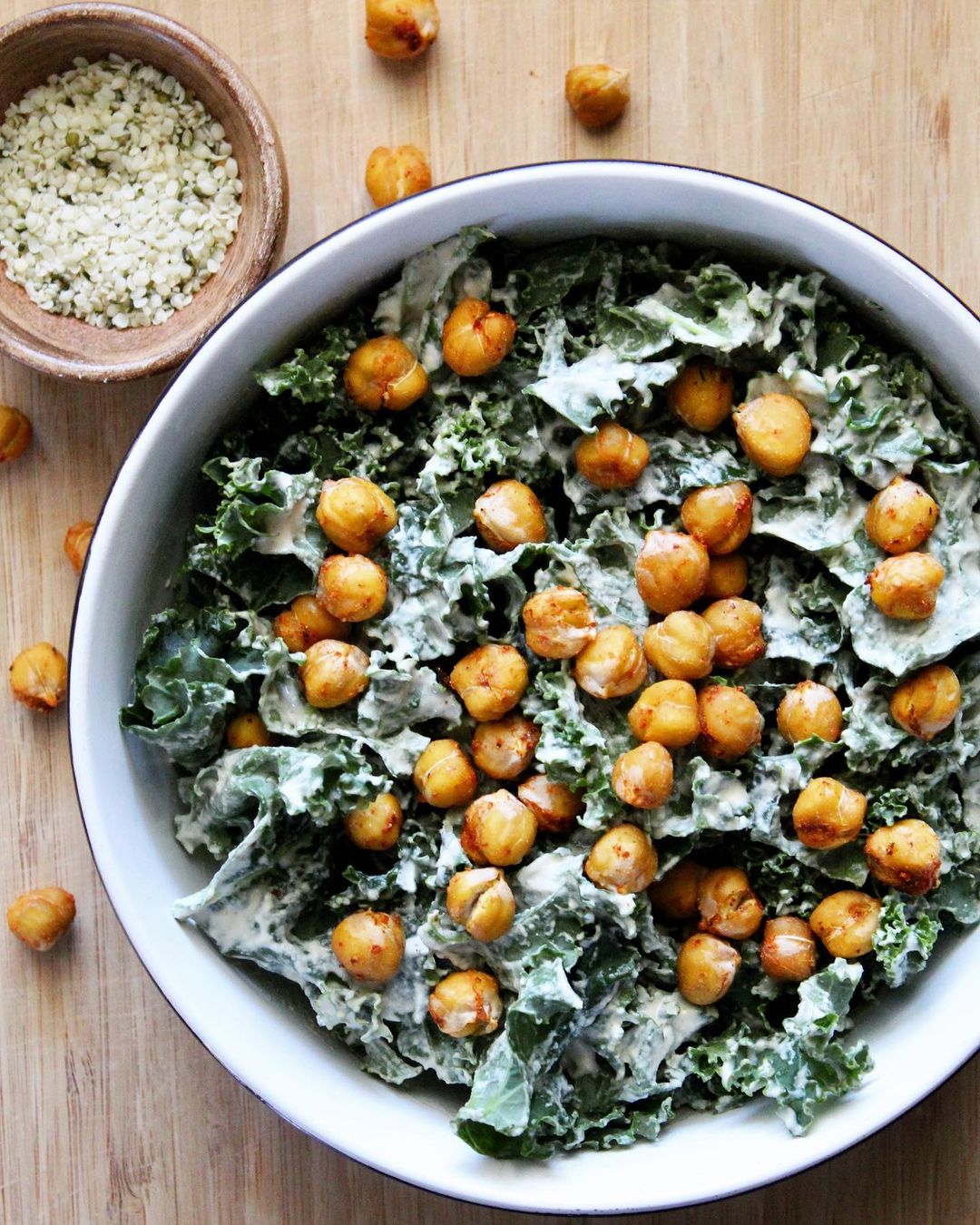 Vegan Caesar Dressing with Roasted Chickpeas