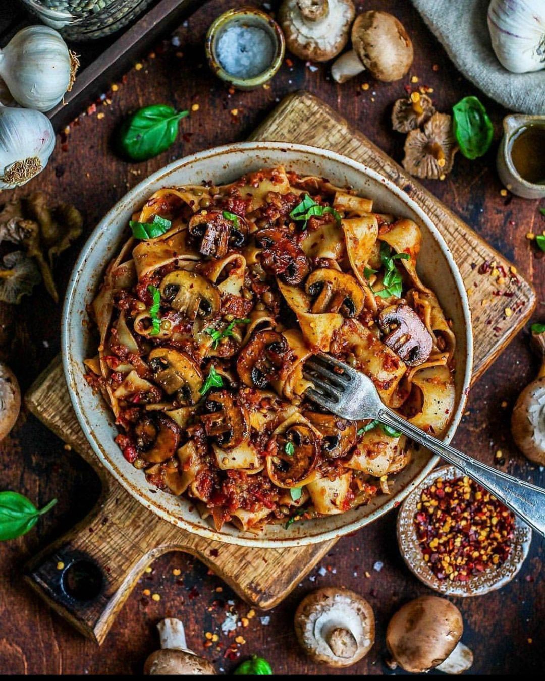 Pappardelle with Lentil and Mushroom Ragu