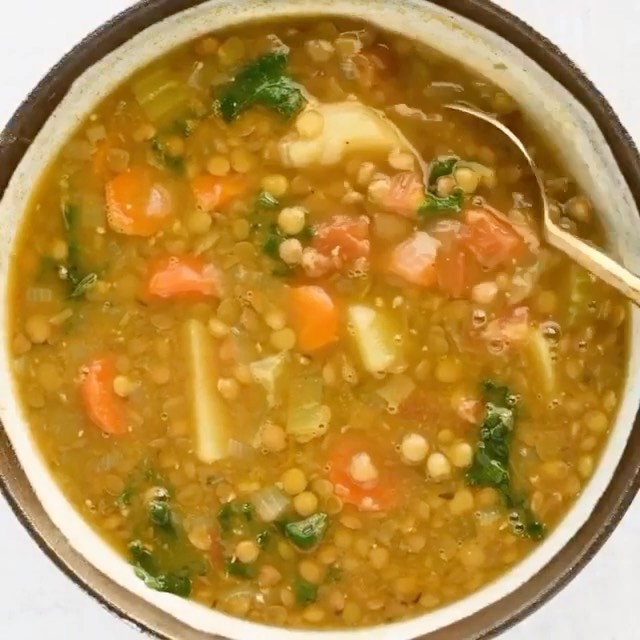 Savory Lentil Soup with Fresh Vegetables