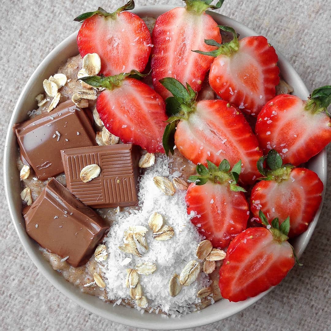 Strawberries and Chocolate Coconut Oatmeal