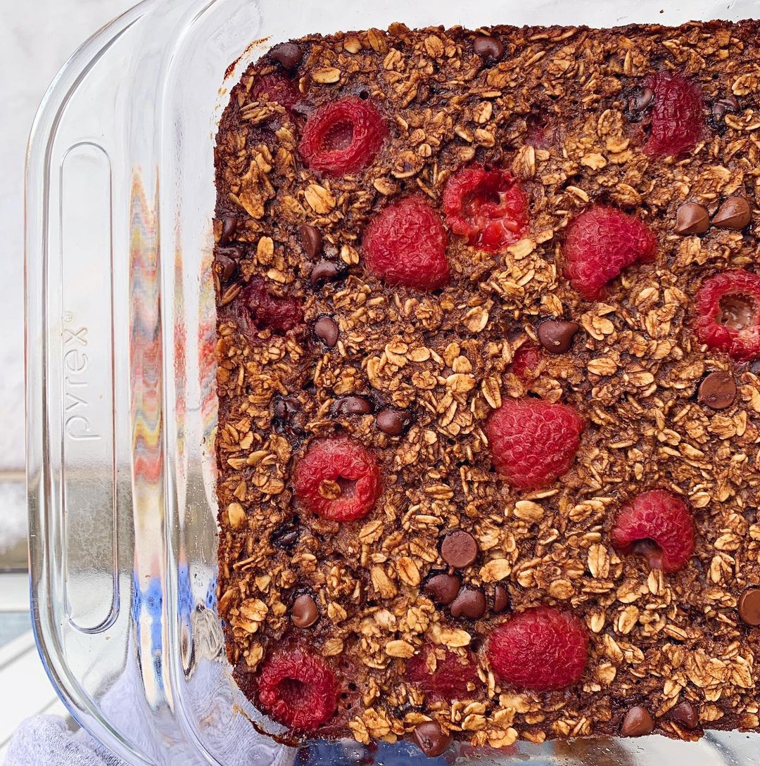Double Chocolate Raspberry Baked Oatmeal