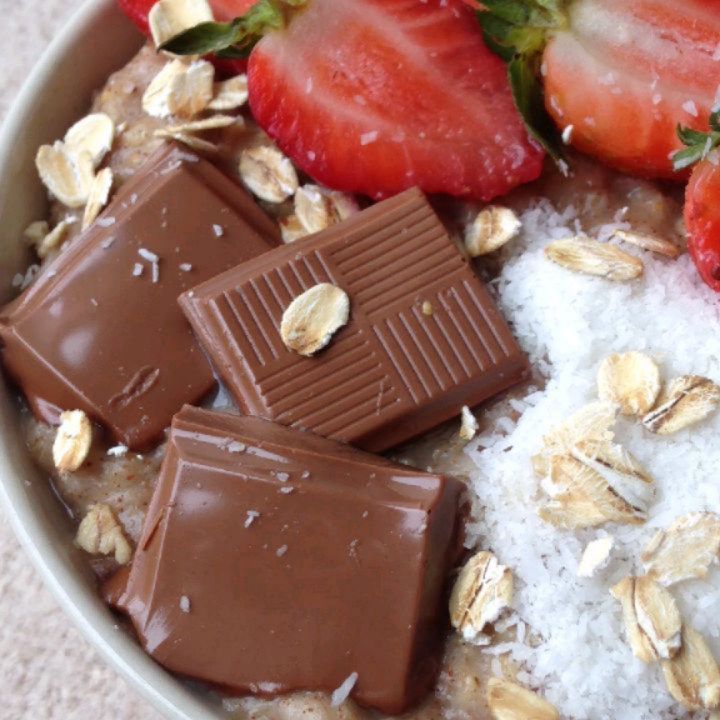 Strawberries and Chocolate Coconut Oatmeal