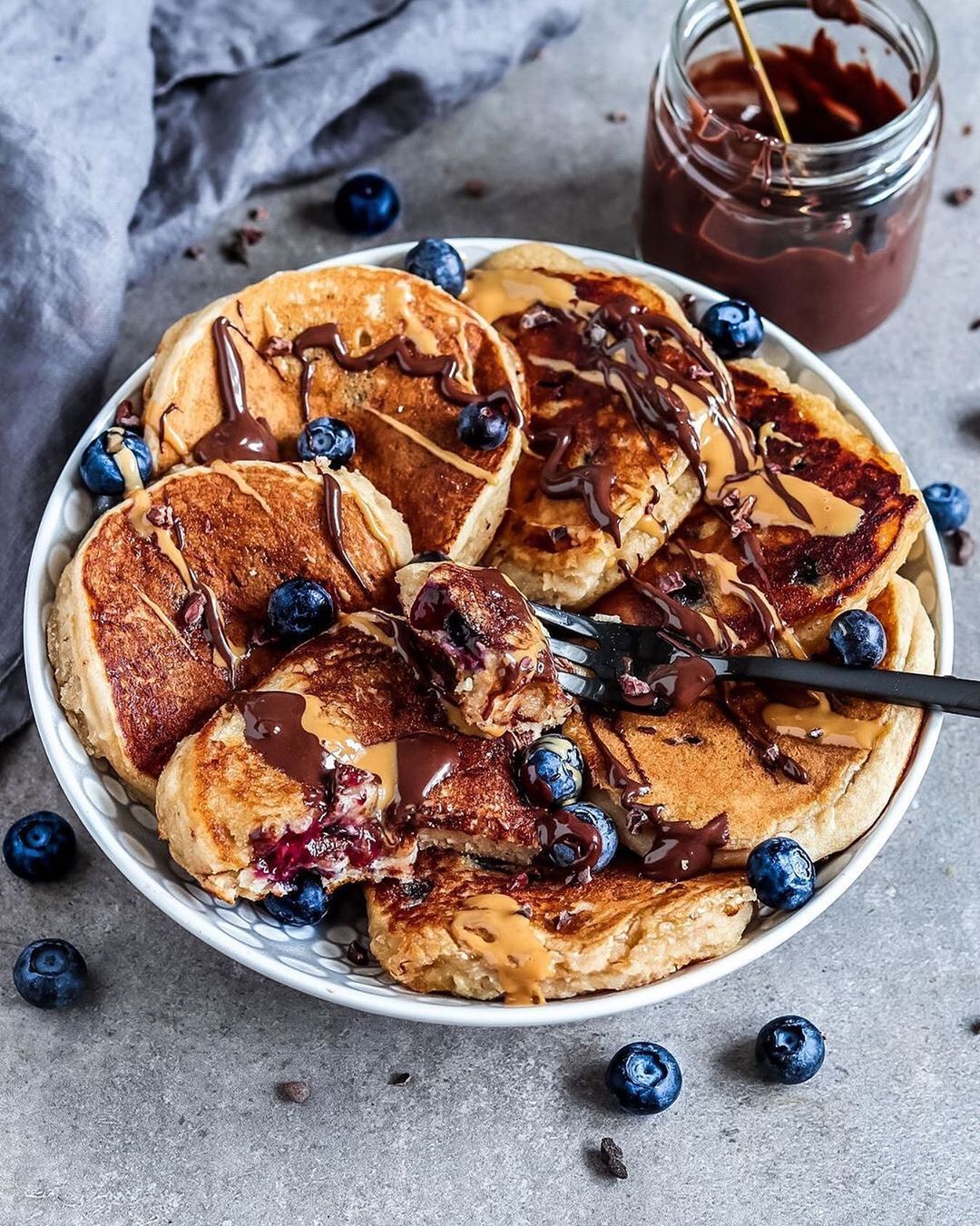 Homemade Fluffy Blueberry Pancakes for Vegans
