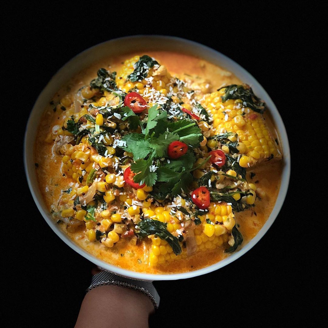 Coconut Sweetcorn and Spinach Curry