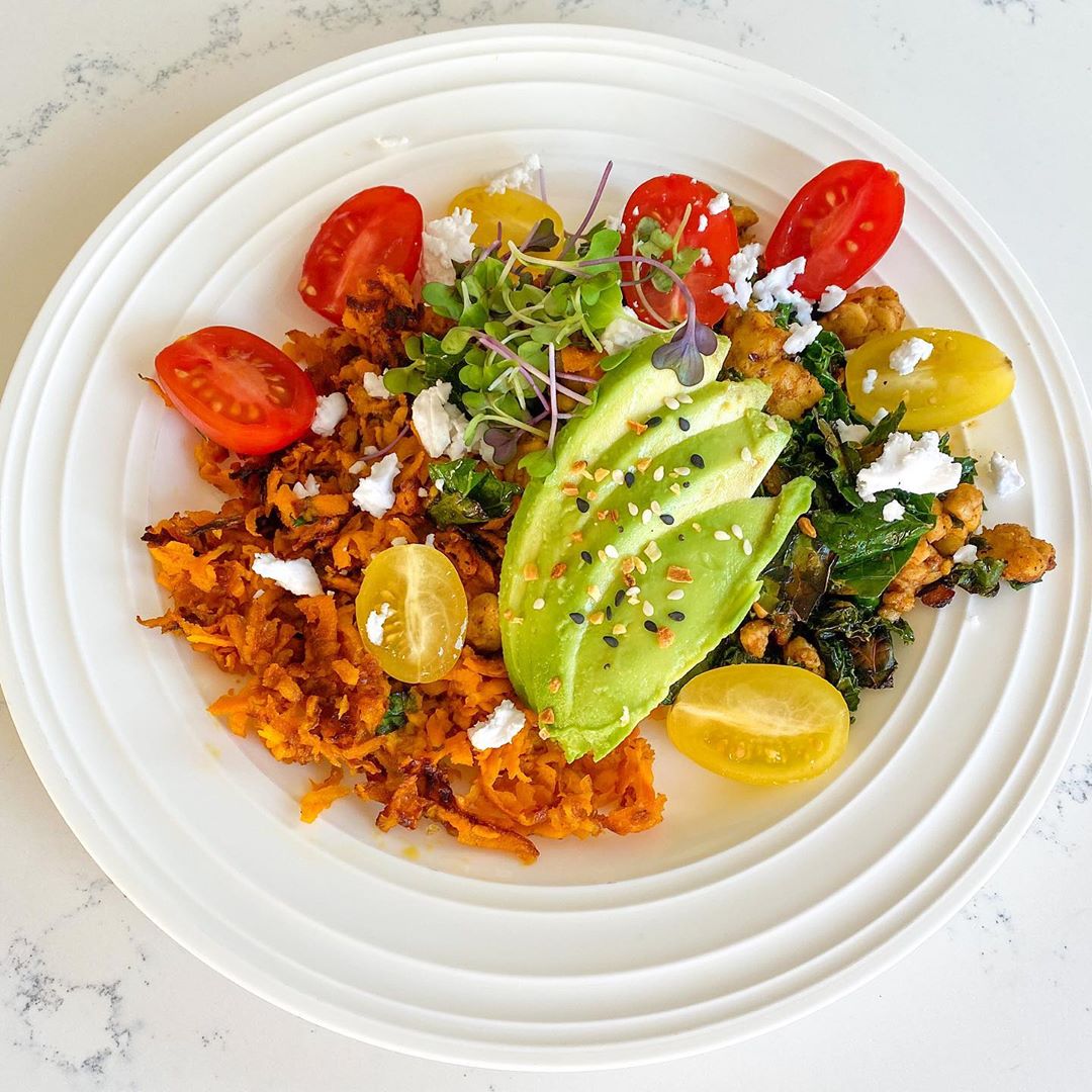 Tempeh Scramble with Sweet Potato Hash