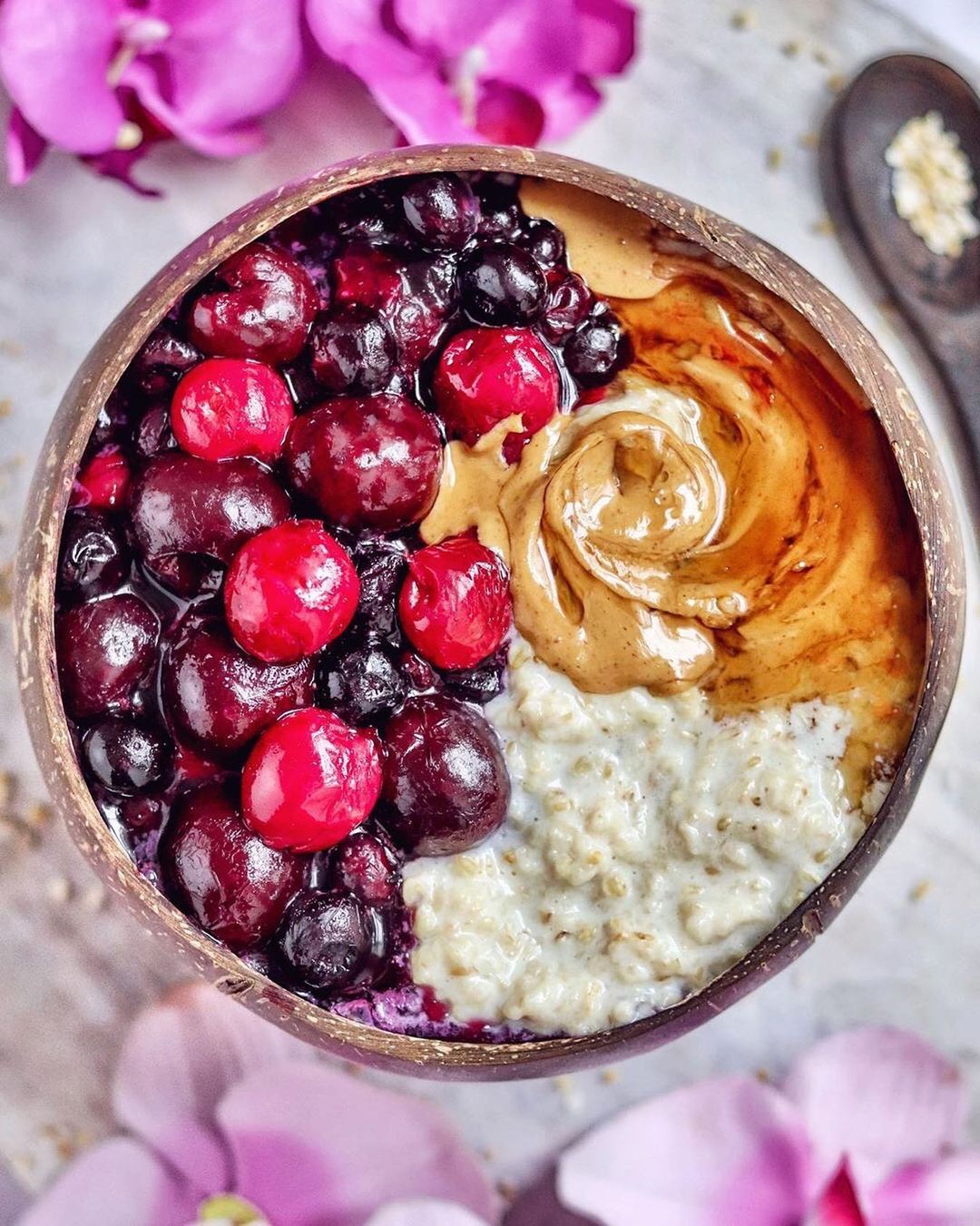 Vegan Steel Cut Oats with Cherry Compote