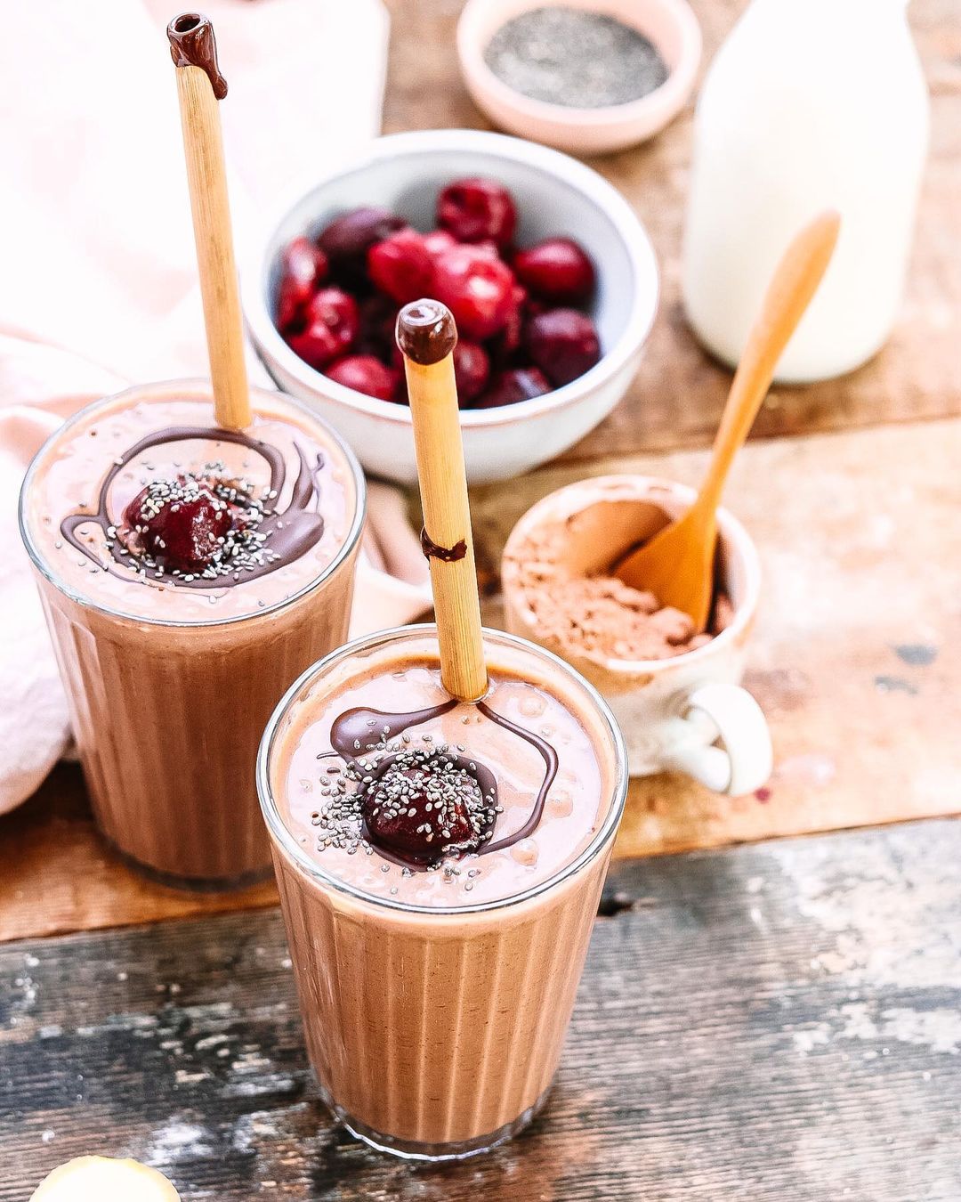 Cacao Cherry Tahini Avocado Smoothie