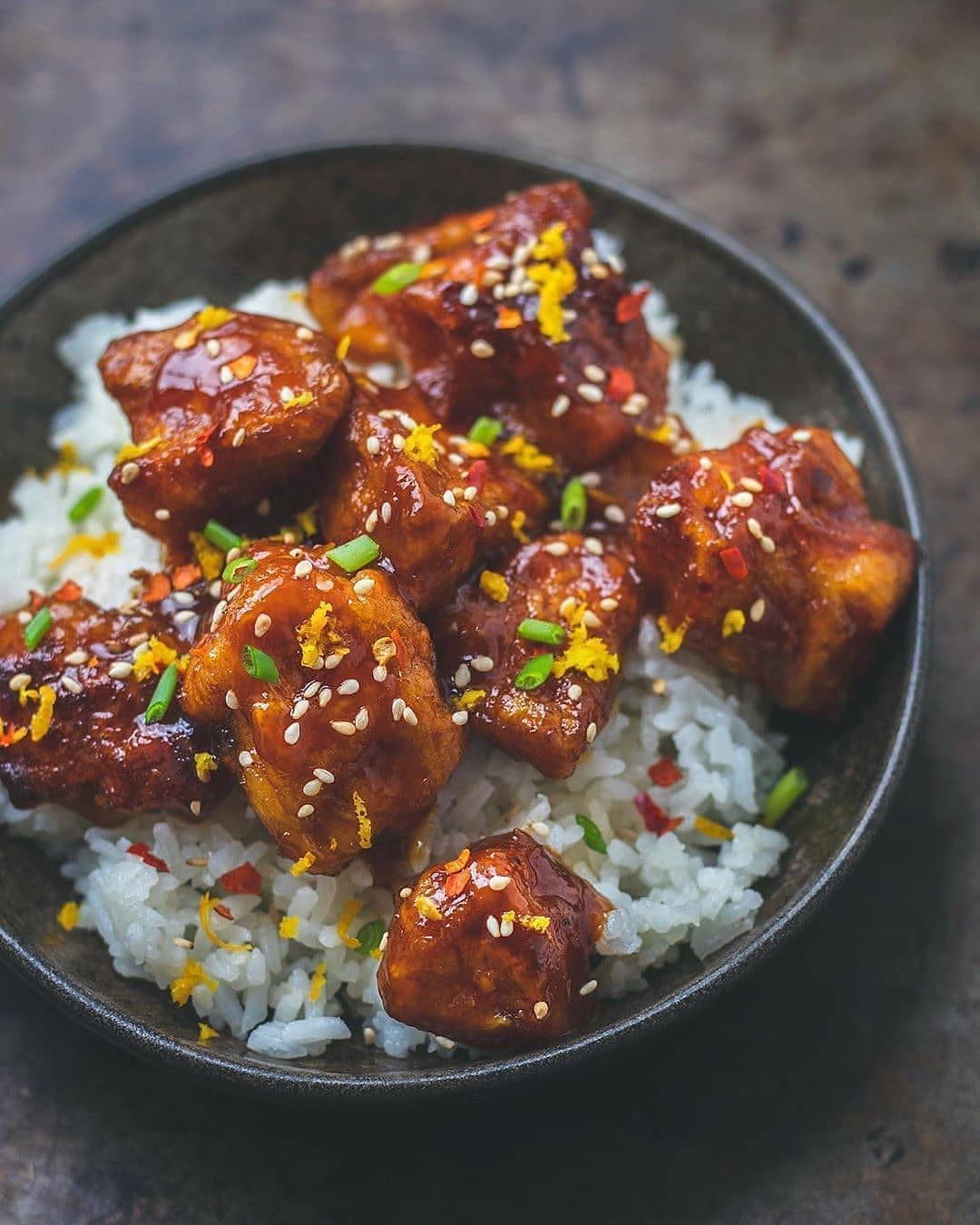 Sticky Orange Tofu with Rice