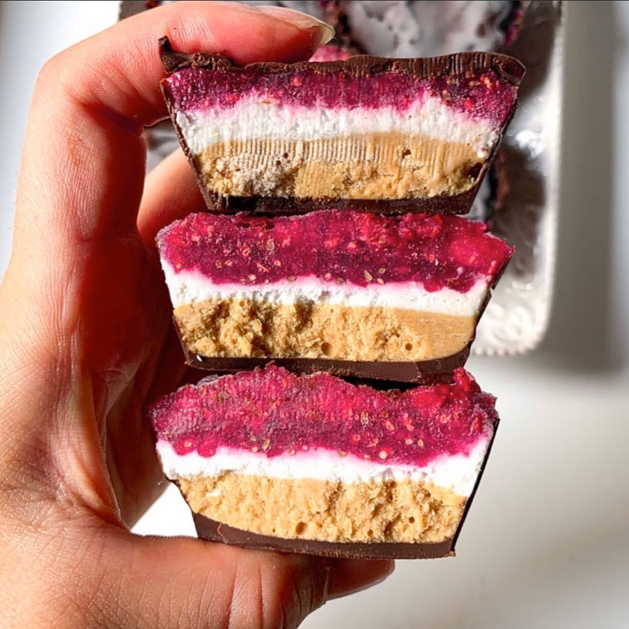 Vegan Peanut Butter Raspberry Cups with Coconut Cream