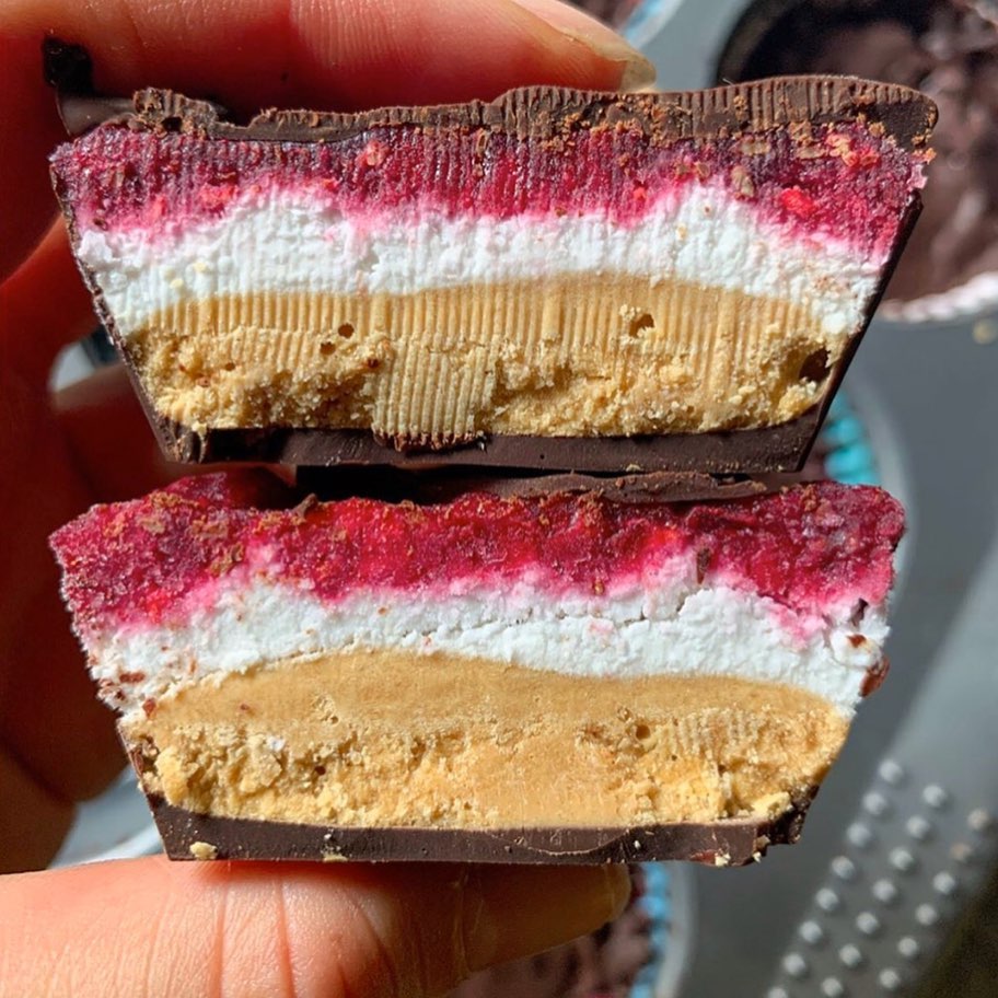 Vegan Peanut Butter Raspberry Cups with Coconut Cream