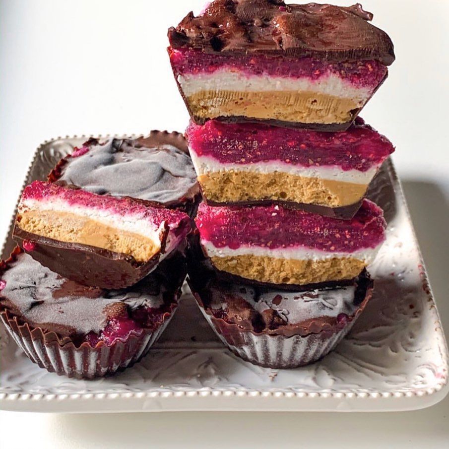 Vegan Peanut Butter Raspberry Cups with Coconut Cream