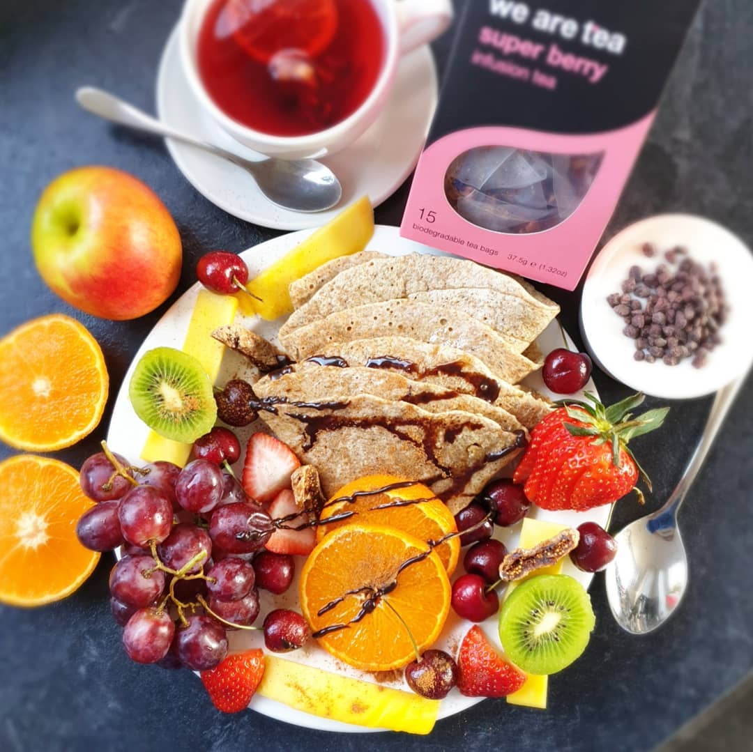 Wholegrain Crepes with Choc Shot and Fruit
