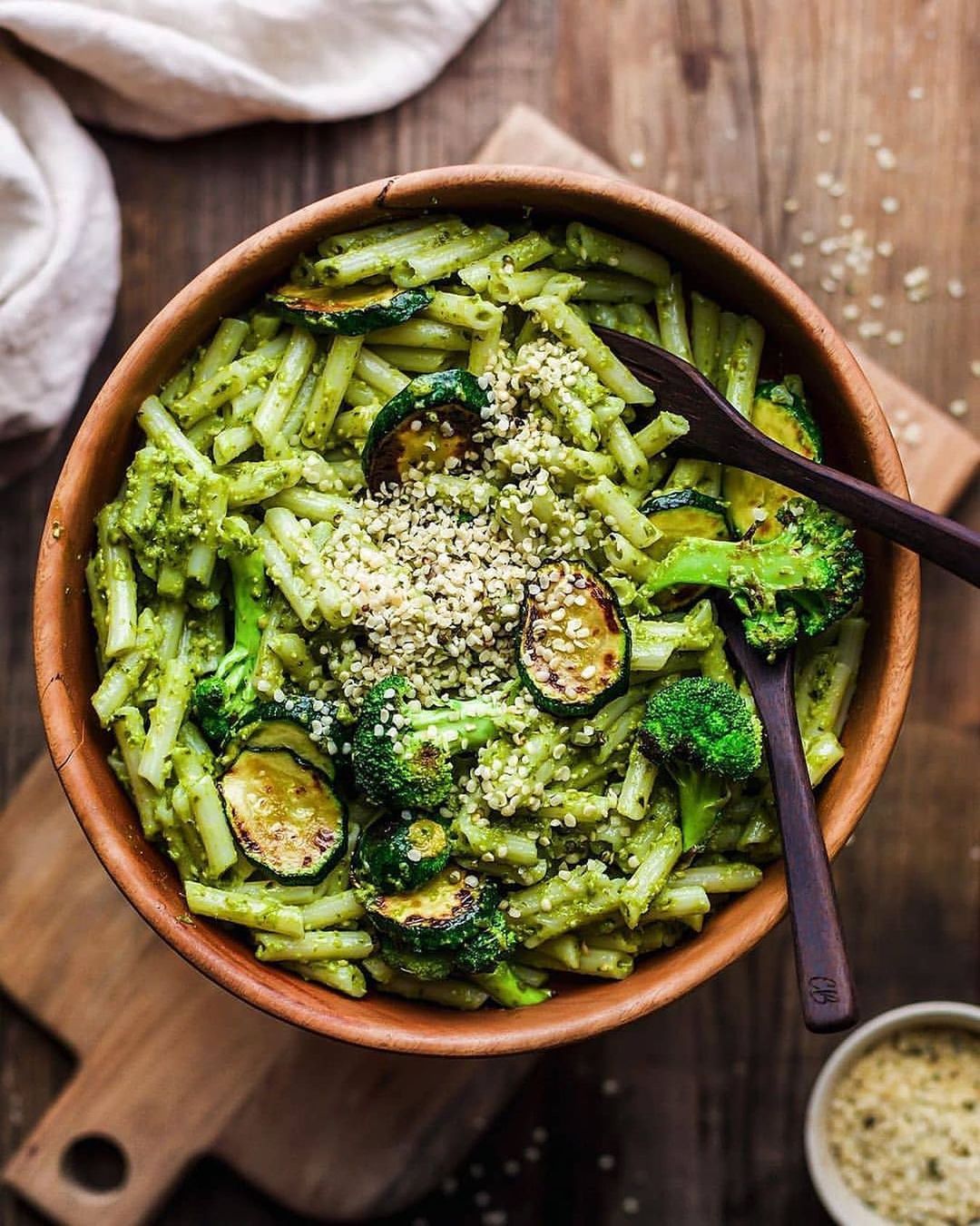 Basil Hemp Pesto with Quinoa Fusilli and Vegetables