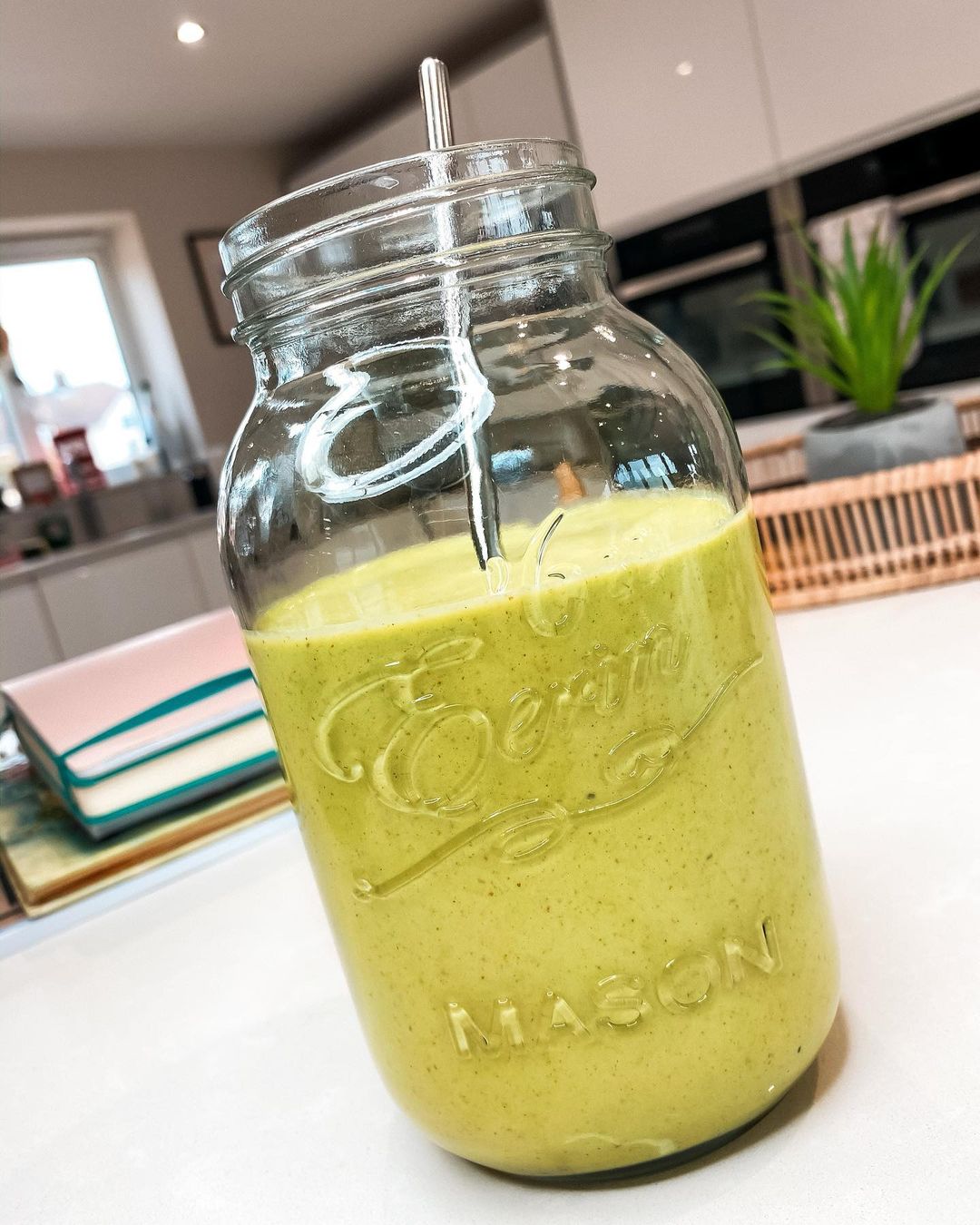Refreshing Positive Smoothie with Fruits and Greens