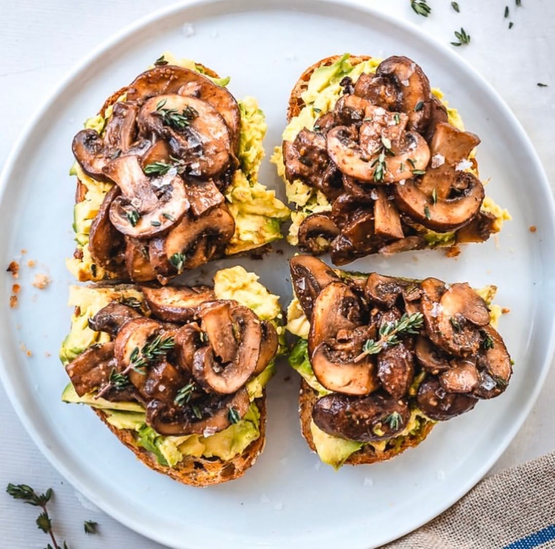 Avocado and Balsamic Mushrooms on Toast