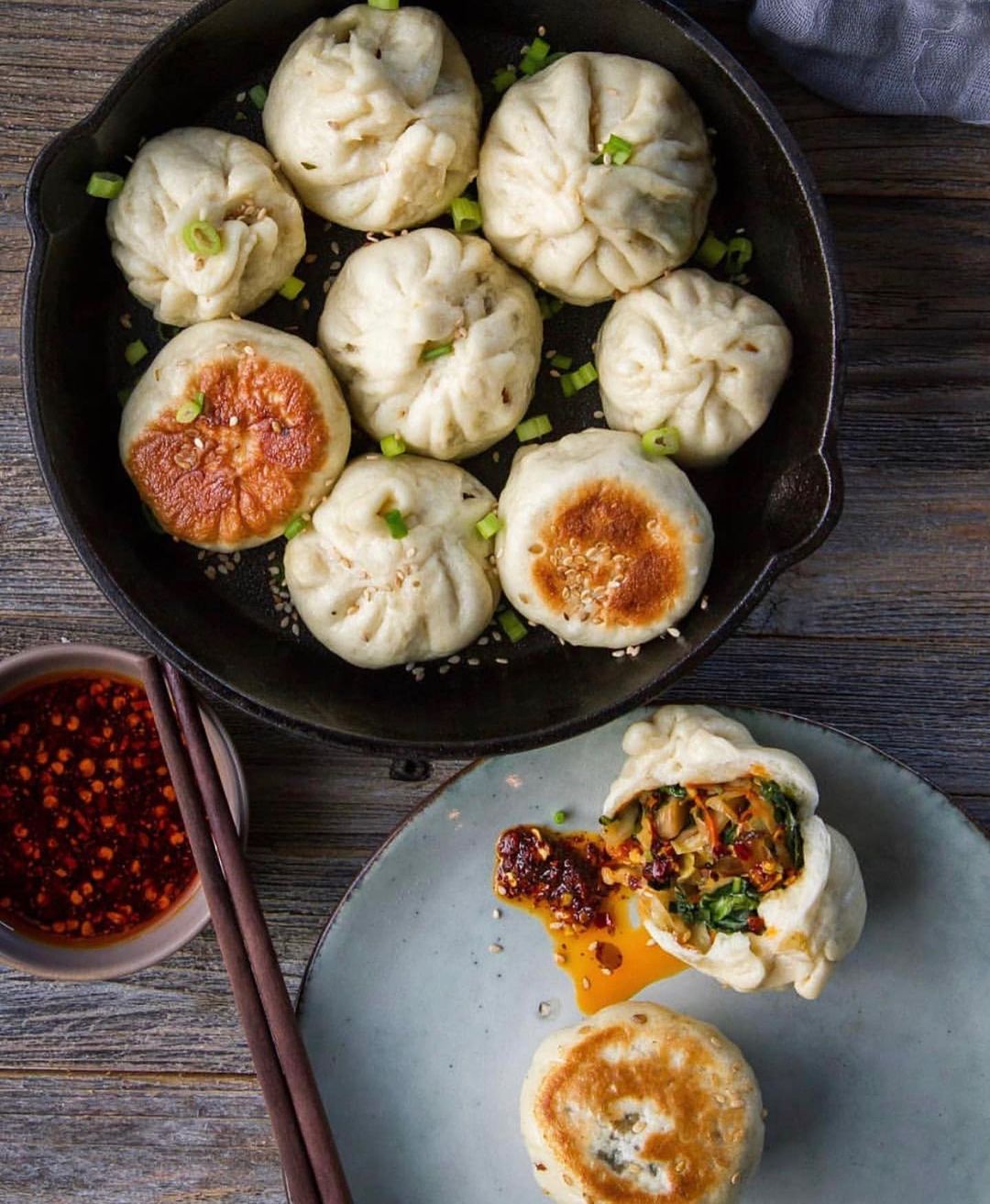 Pan-Fried Veggies Steamed Bun