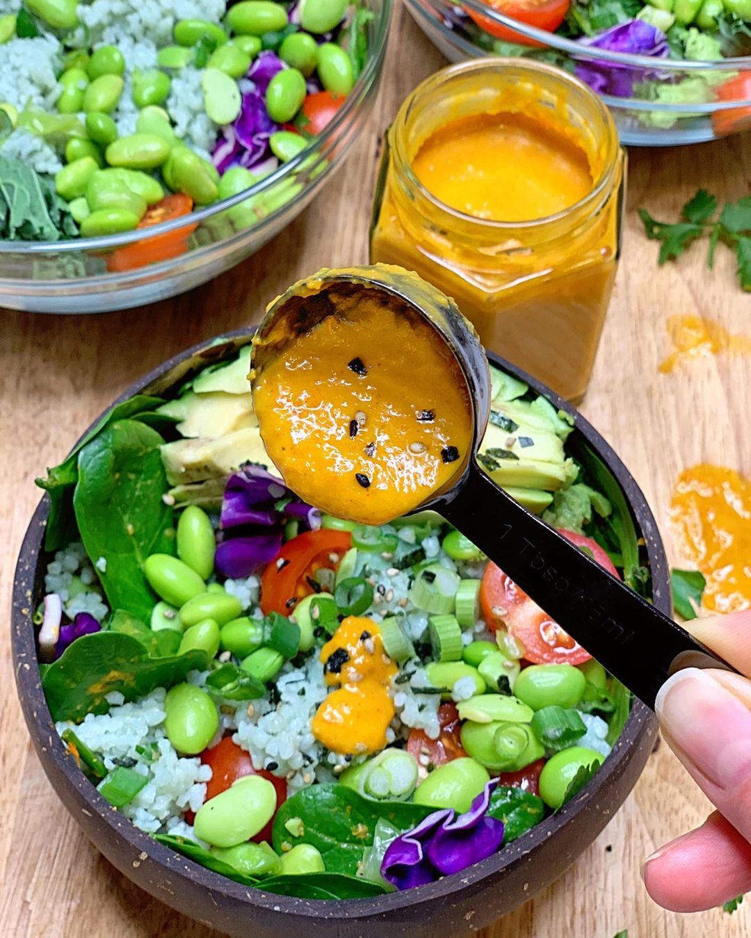 Vegan Poke Bowl with Carrot Ginger Miso Dressing
