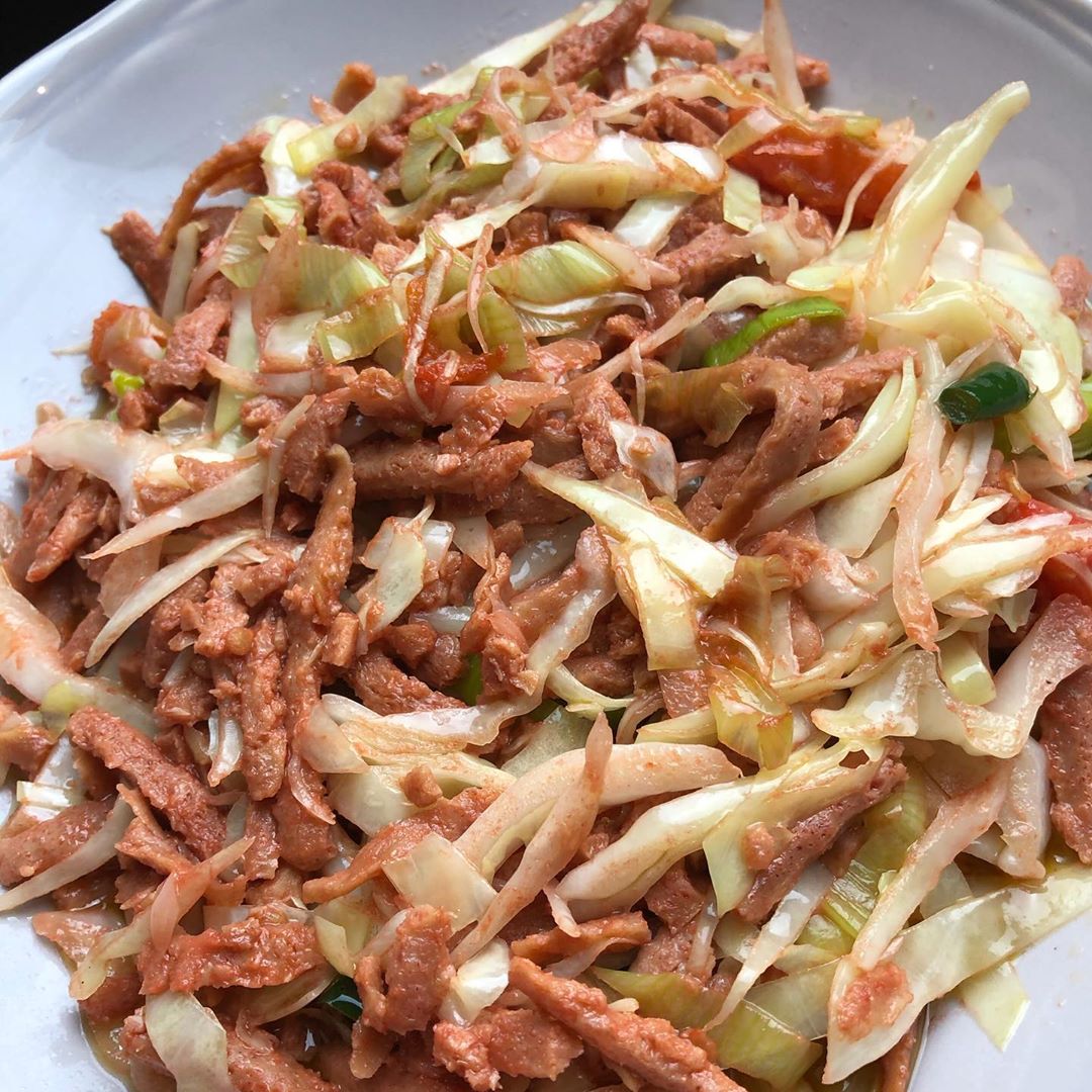 Simple Cabbage and Plant-Based Bacon Stir-Fry