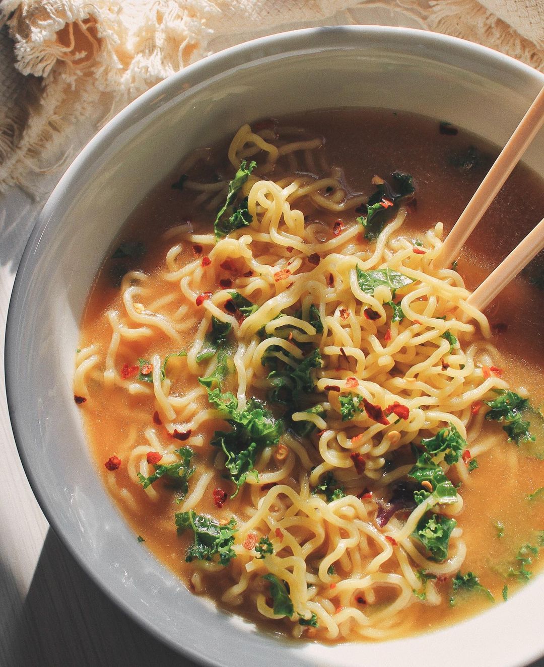 Easy Miso Ramen Soup with Kale