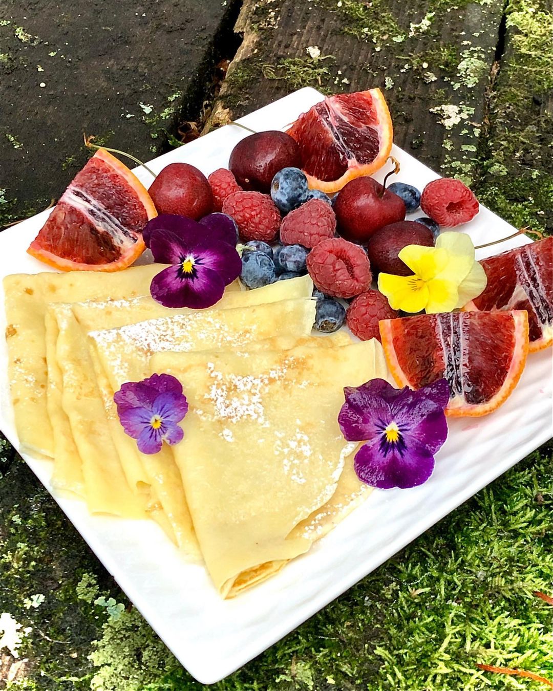 Vegan Crepes with Fresh Fruit Breakfast