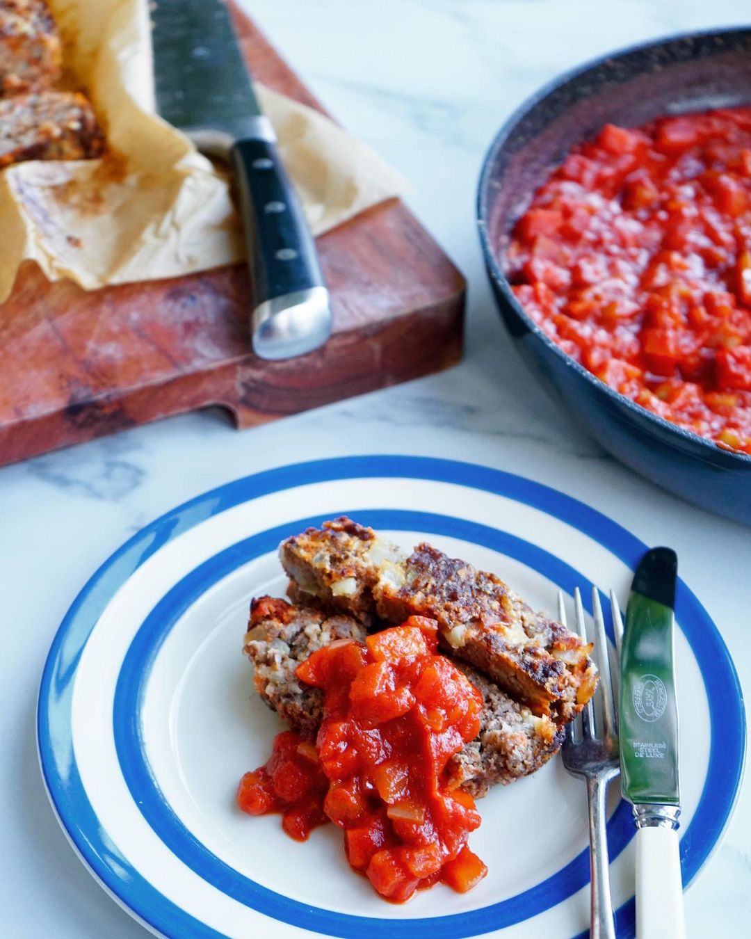 Classic Homemade Meatloaf Served with Tomato Sauce
