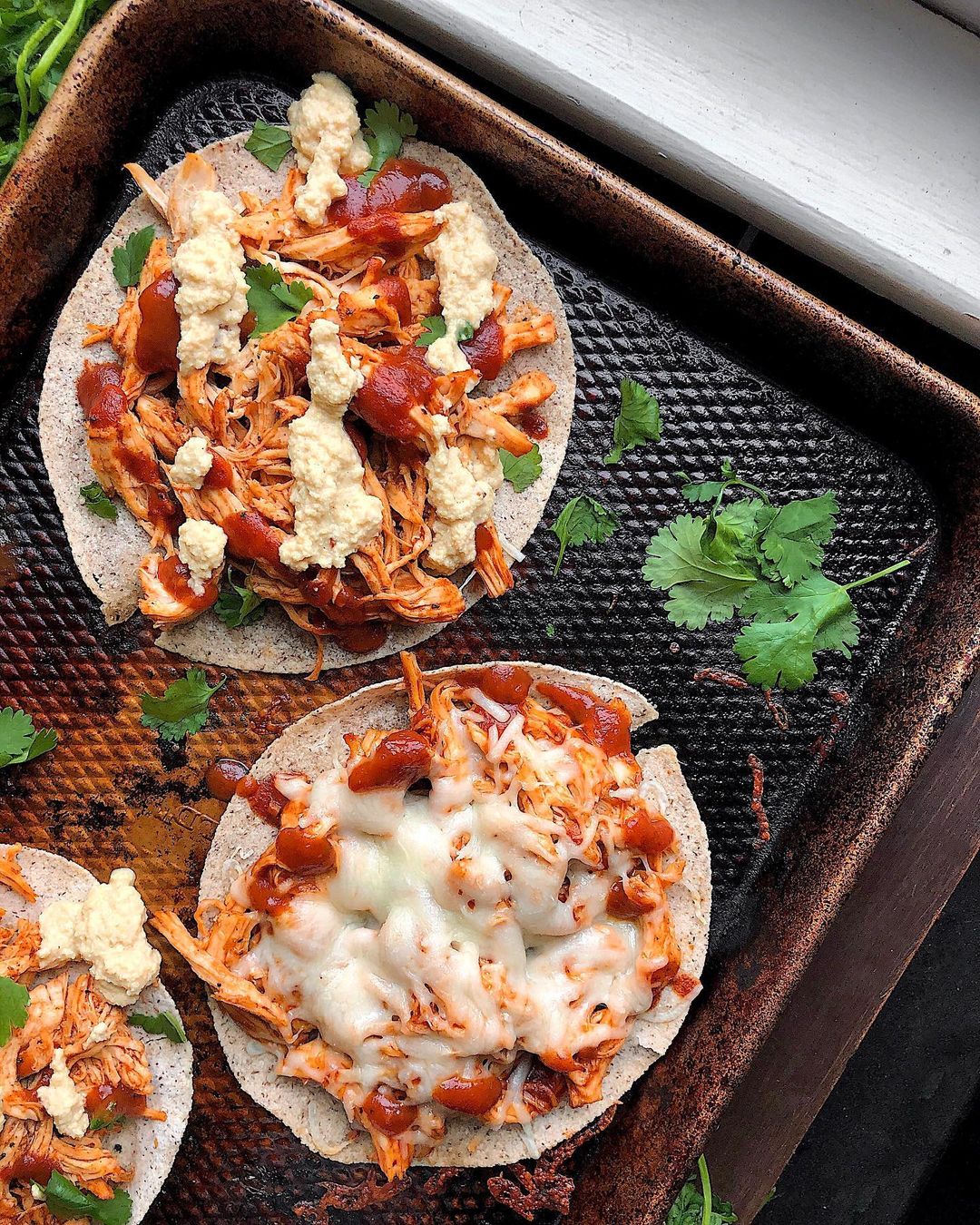 Homemade BBQ Chicken Tostadas with Cashew Cheese