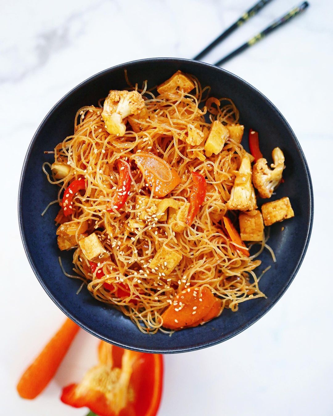 Spicy Glass Noodle Stir Fry with Tofu