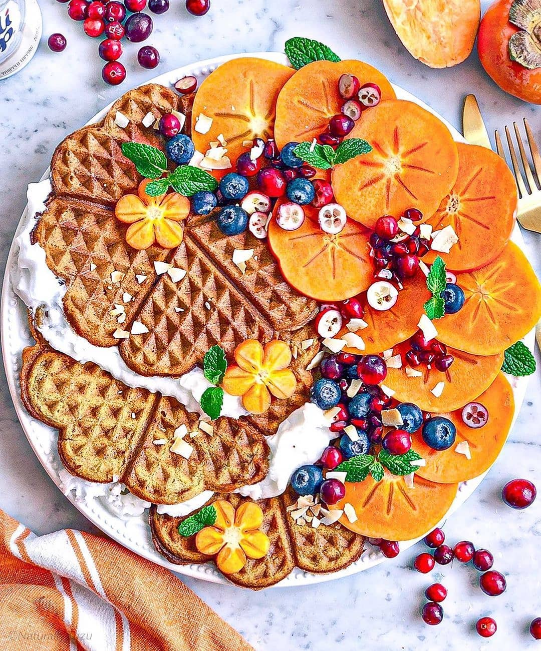 Sweet Potato Waffles with Autumn Fruits