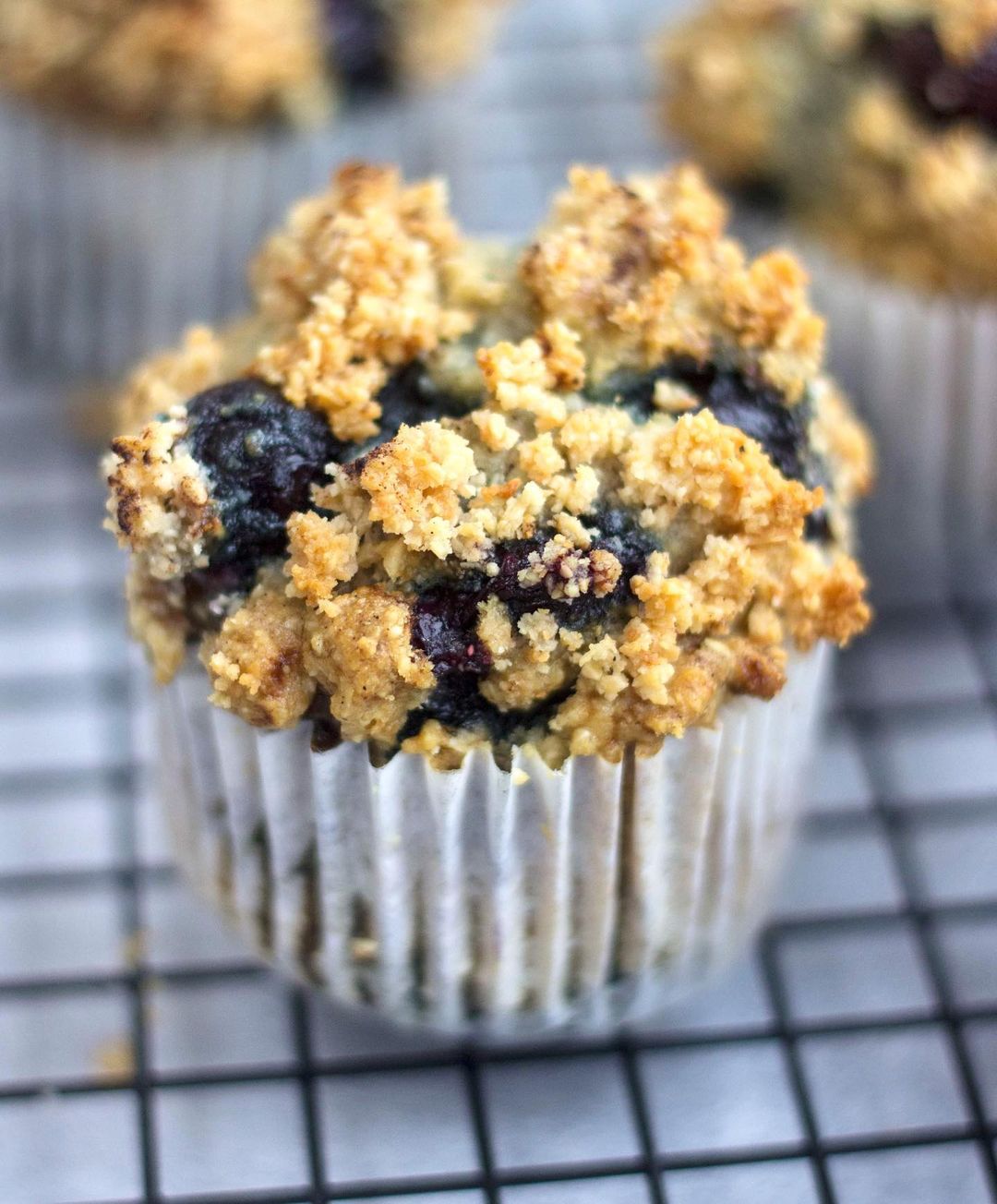 Grain-Free Blueberry Cinnamon Muffins with Crumble