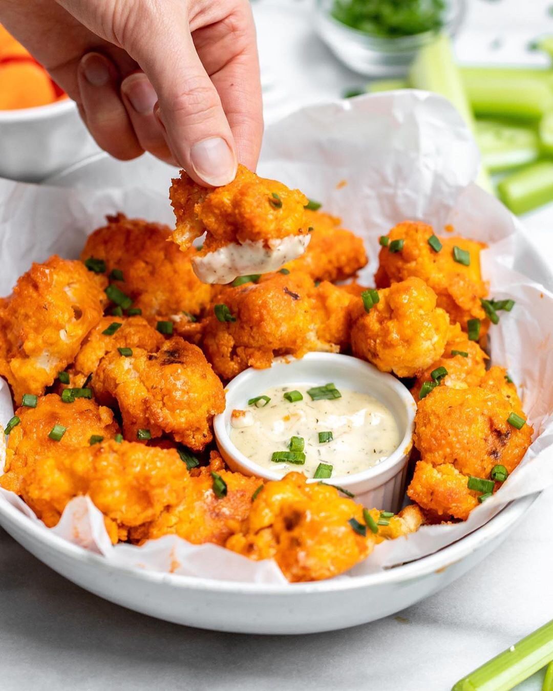 Spicy Buffalo Cauliflower with Vegan Option