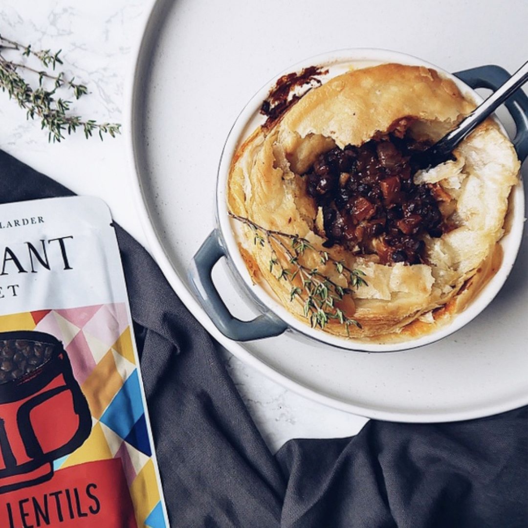 Vegan Beluga Lentil and Mushroom Pie