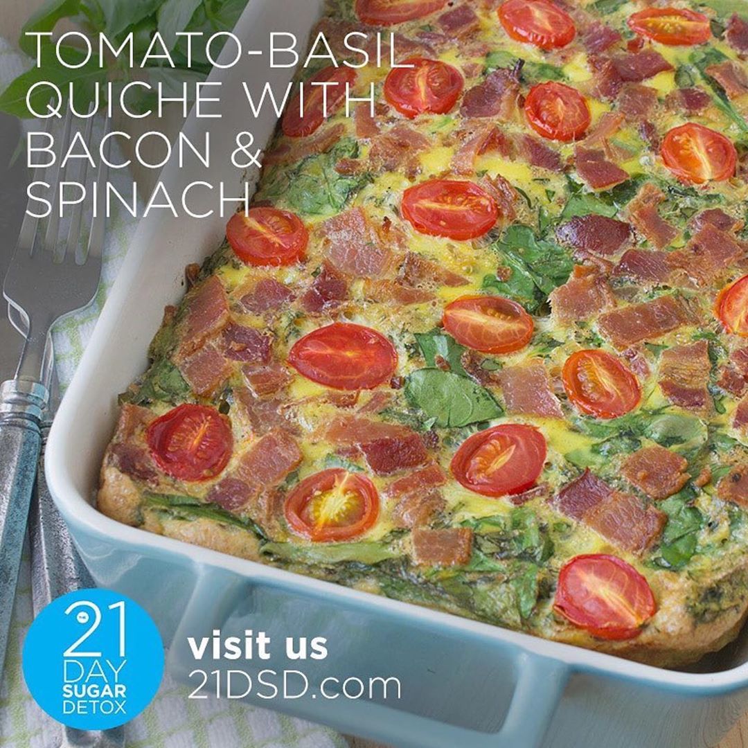 Tomato-Basil Quiche with Bacon and Spinach