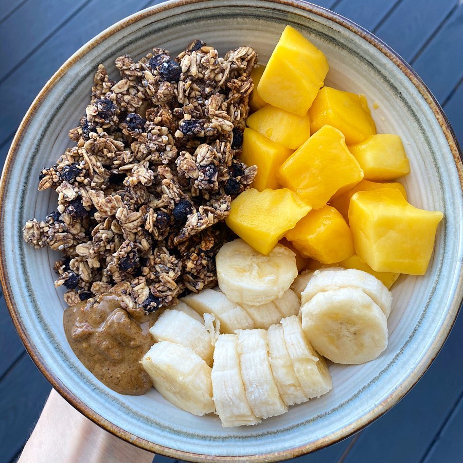 Blueberry Granola Bowl with Oats and Fruits