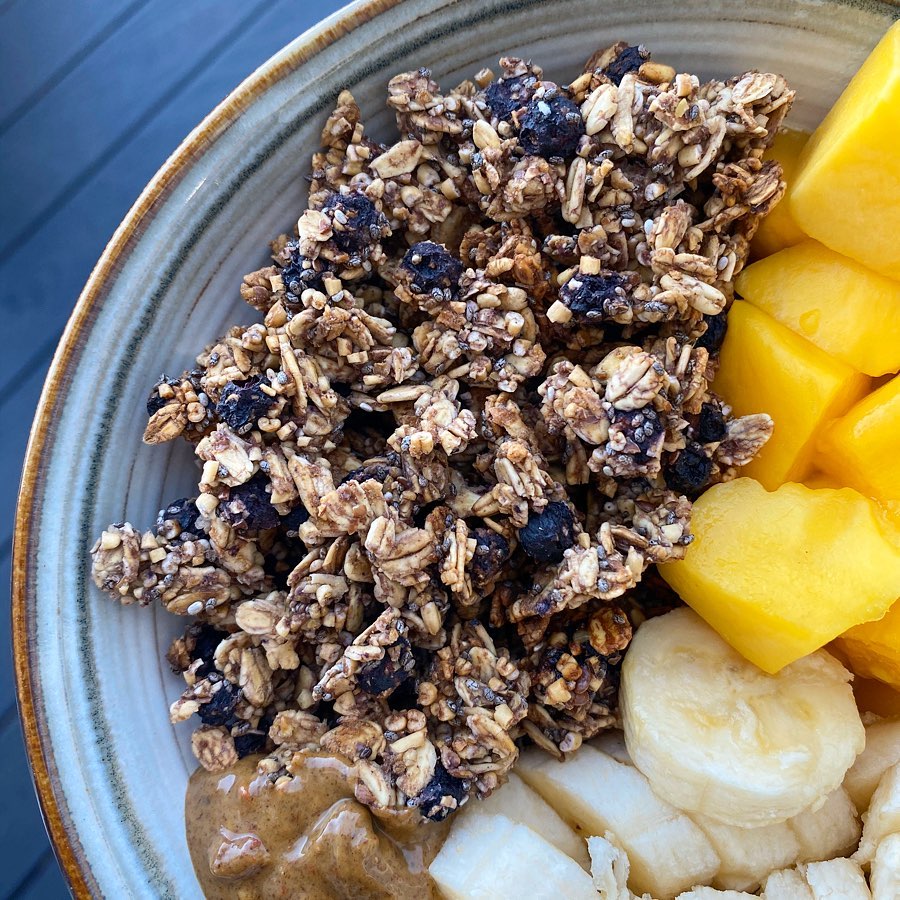 Blueberry Granola Bowl with Oats and Fruits